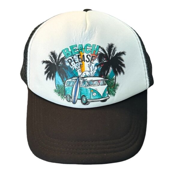Beach Please Trucker Hat-Black-Lightweight & Adjustable- New! Stylish - Picture 2 of 4